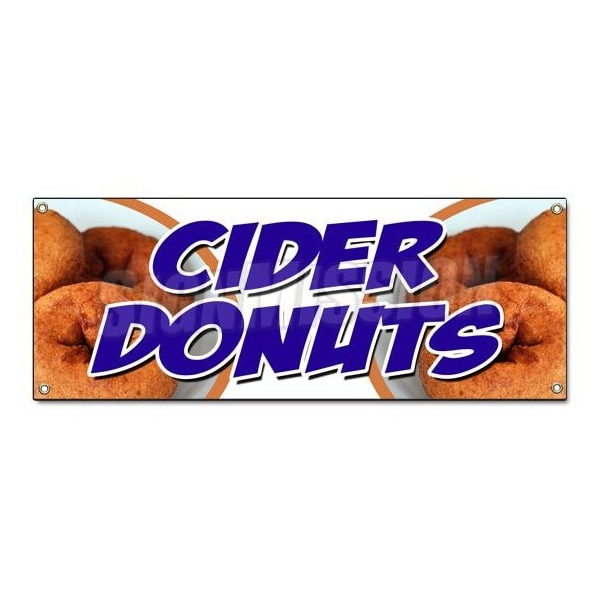 CIDER DONUTS BANNER SIGN hot fresh doughnuts varieties coffee bakery